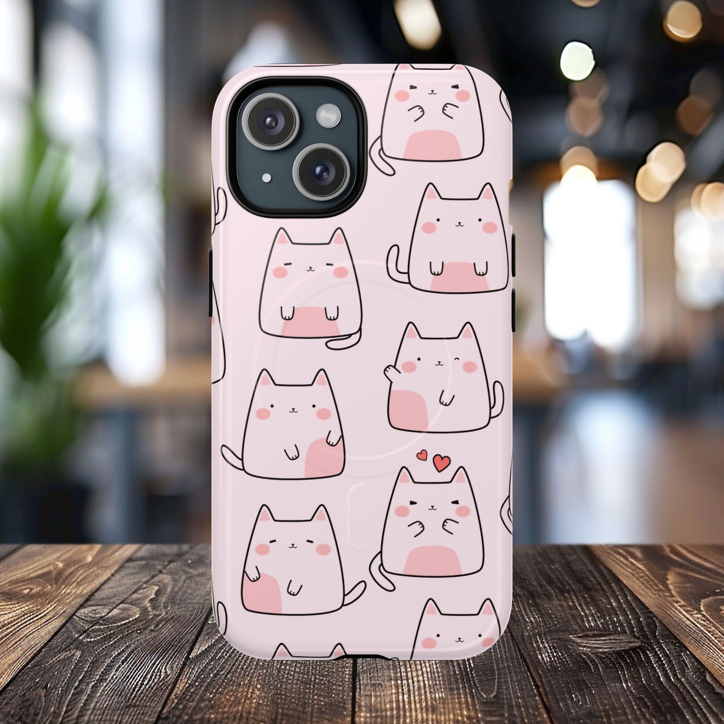 Cute Cat Magnetic iPhone Case, Tough iPhone Cover, Cat Lover Gift, Kawaii Style Case, Pet-Themed Gift