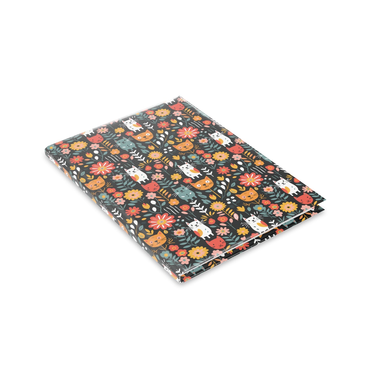 Whimsical Feline Garden Hardcover Notebook with Puffy Covers