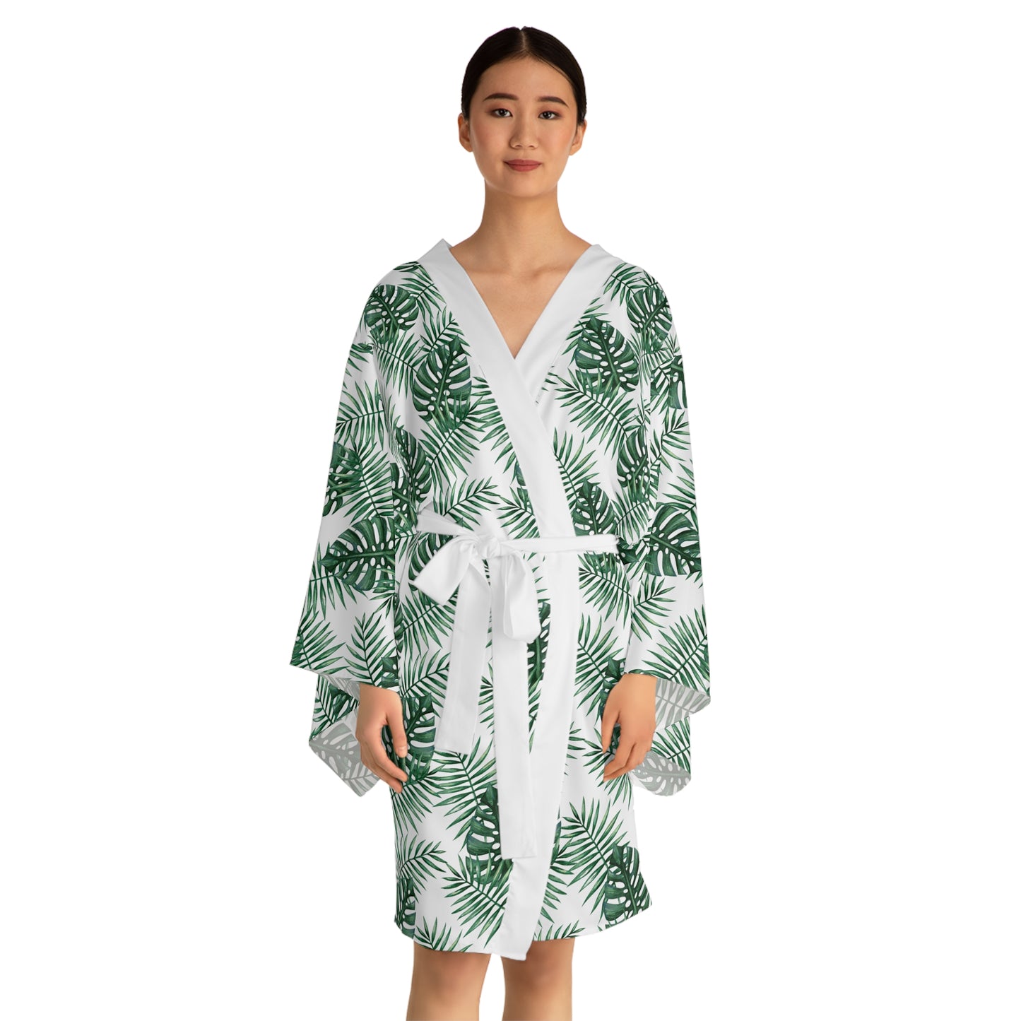 White Tropical Bliss Serenity Kimono Robe (AOP)