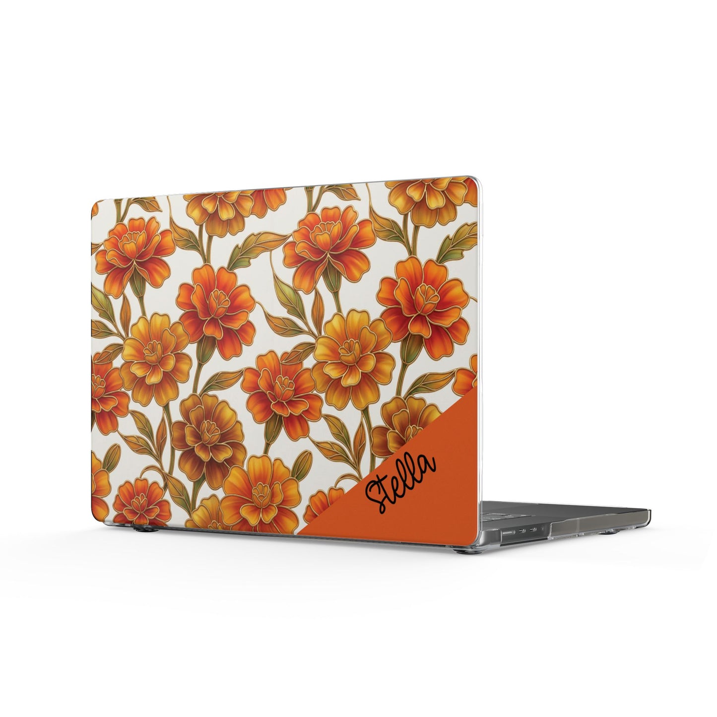 Personalized Stained Glass effect Marigold Flower MacBook Case Cover