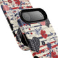 Patriotic Floral Phone Case, Tough Magnetic Cases, American Flag Design, Gift for Her, Independence Day Accessories