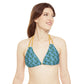 Blue Tropical Bliss Strappy Triangle Bikini Top (AOP)- (PY)