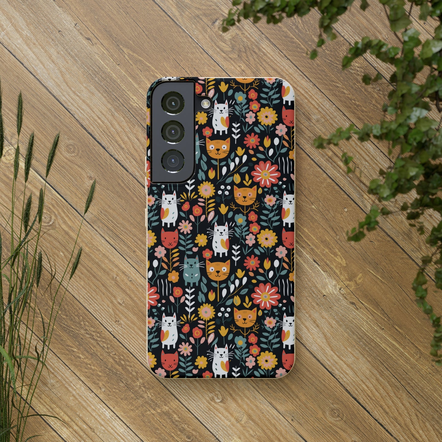 Whimsical Feline Garden Samsung Biodegradable Cases