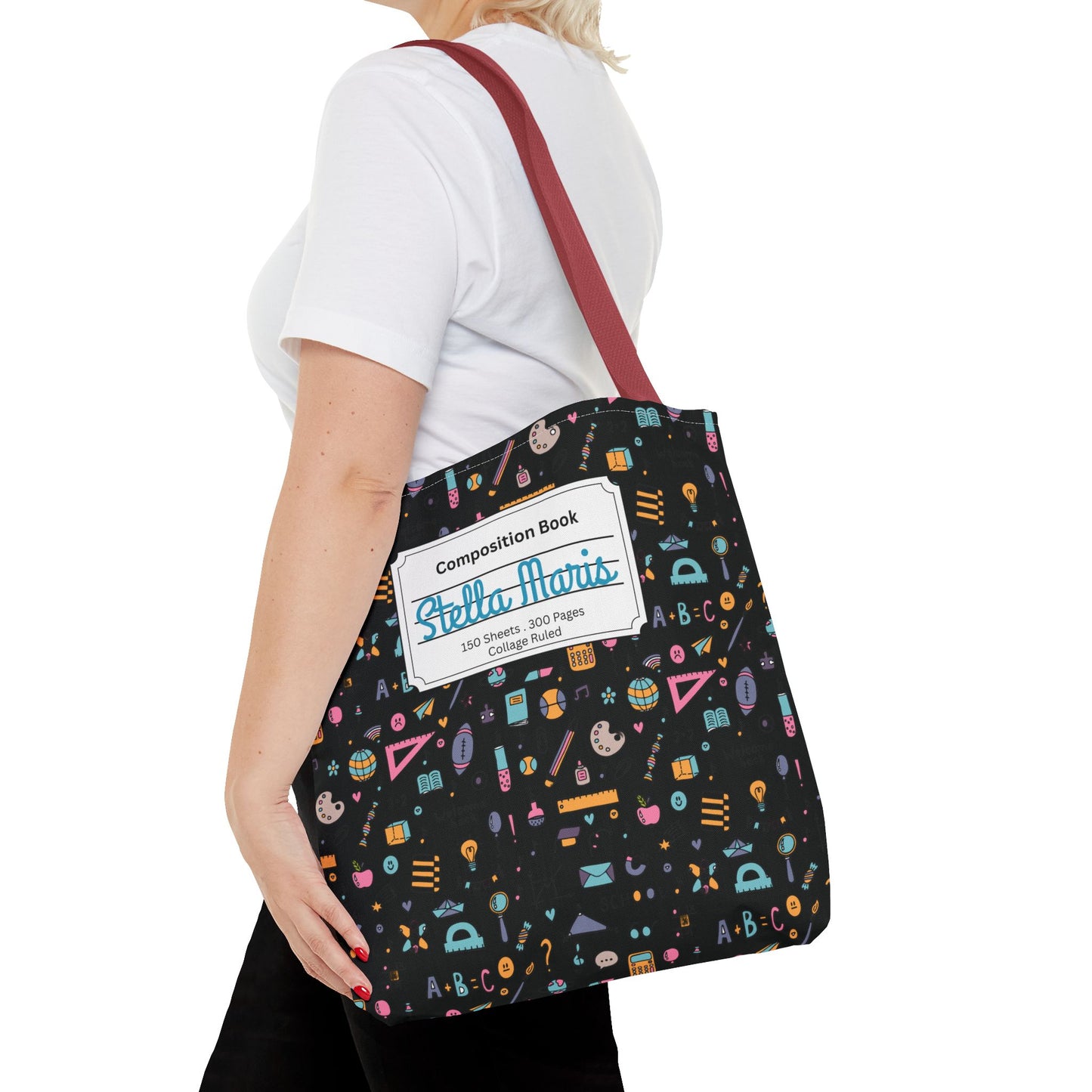 Personalized Chalkboard Chic Composition Book Inspired Tote Bag, Back to School Tote, Teacher Gift, Kids Bag, Custom Name Bag, Educational Accessories, Back to School Tote Bag.