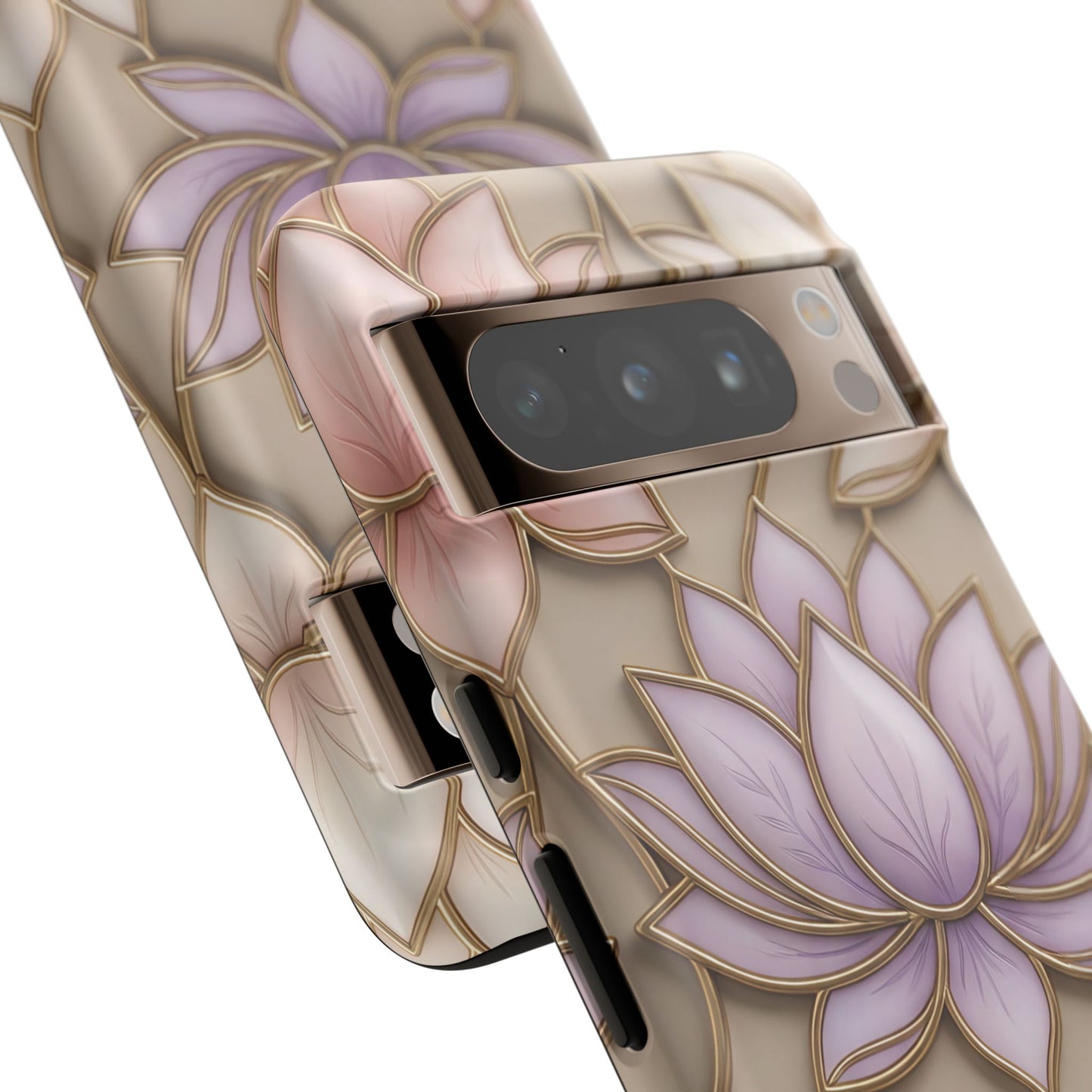 Personalized Lotus Floral Stained Glass Effect Tough Phone Case