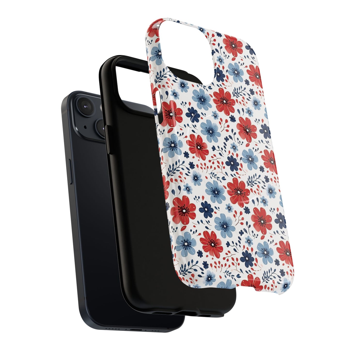 Patriotic Floral Dreams Tough Magnetic iPhone Cases, Durable, Stylish, Gift for Her, Protective Phone Cover, Spring Floral Design