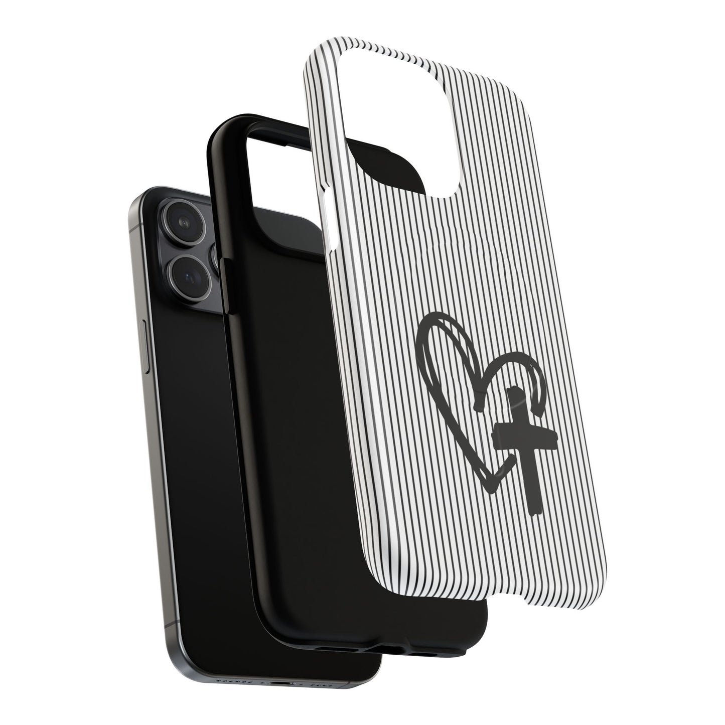 Tough Magnetic Phone Case with Heart & Cross Design, Durable Phone Cover, Unique Gift for Her, Stylish Accessory, Everyday Use