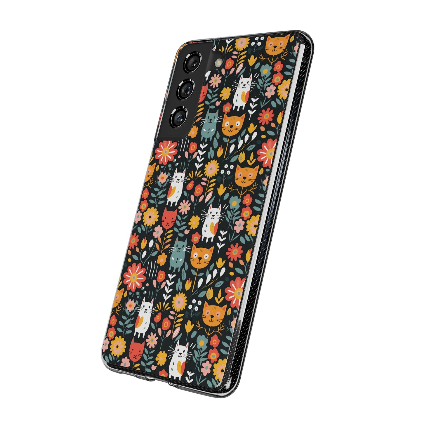 Whimsical Feline Garden Soft iPhone, Google and Samsung Cases