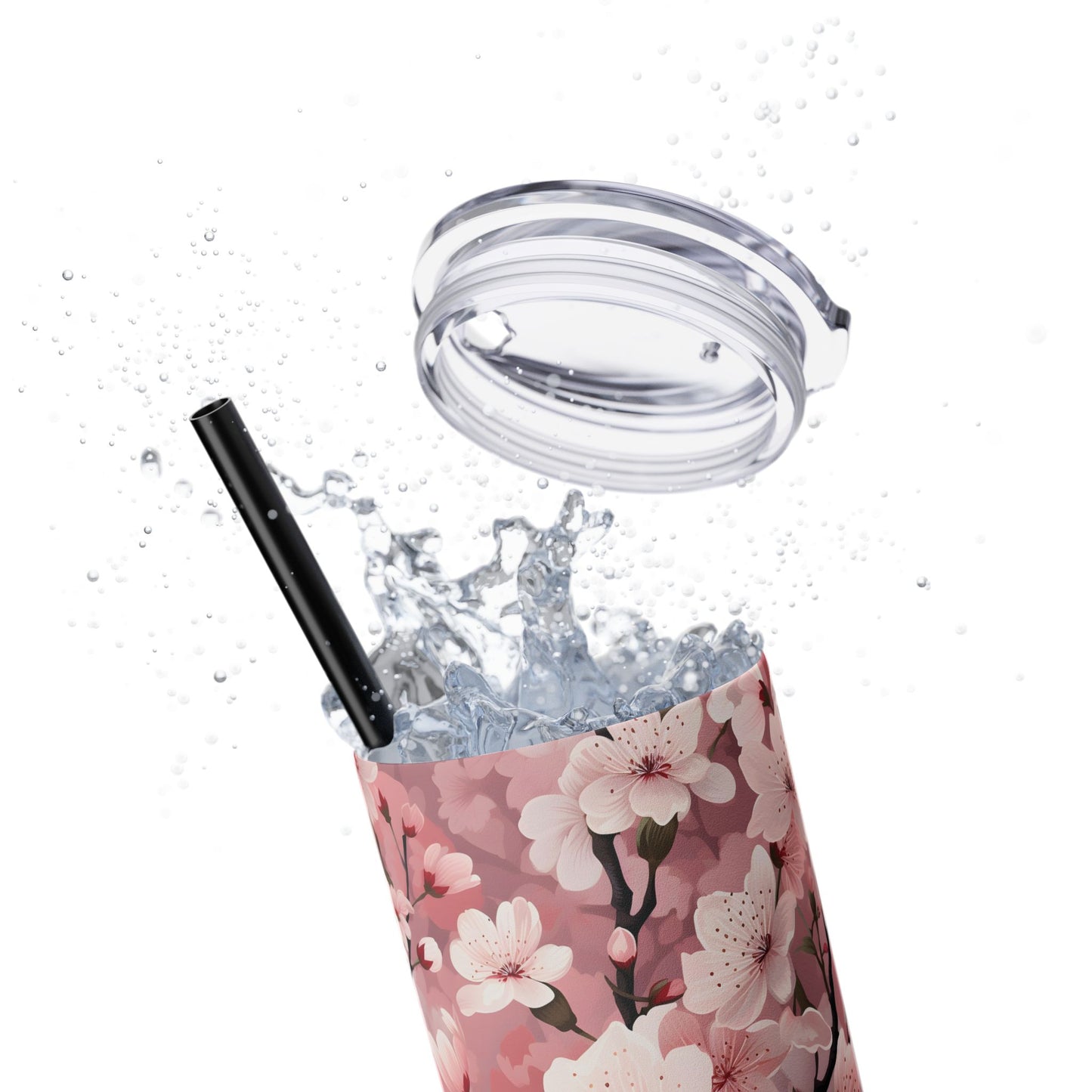 Cherry Blossom Skinny Tumbler with Straw - 20oz Floral Drinkware