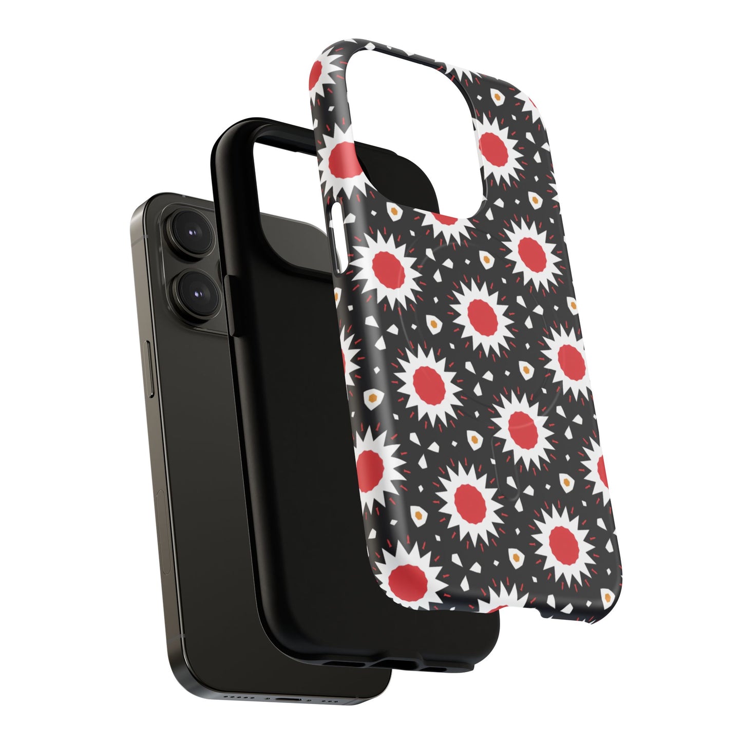 Crimson Spark Radiance Bold Floral Magnetic iPhone Cases, Stylish Tough Cases, Unique iPhone Accessories, Perfect Gift for Her, Trendy Tech Gear.