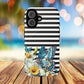 Daffodil Flutter Tough iPhone Magnetic Case, Floral iPhone Accessories, Stylish iPhone Cover, Black Striped Design, Gift for Her, Trendy iPhone