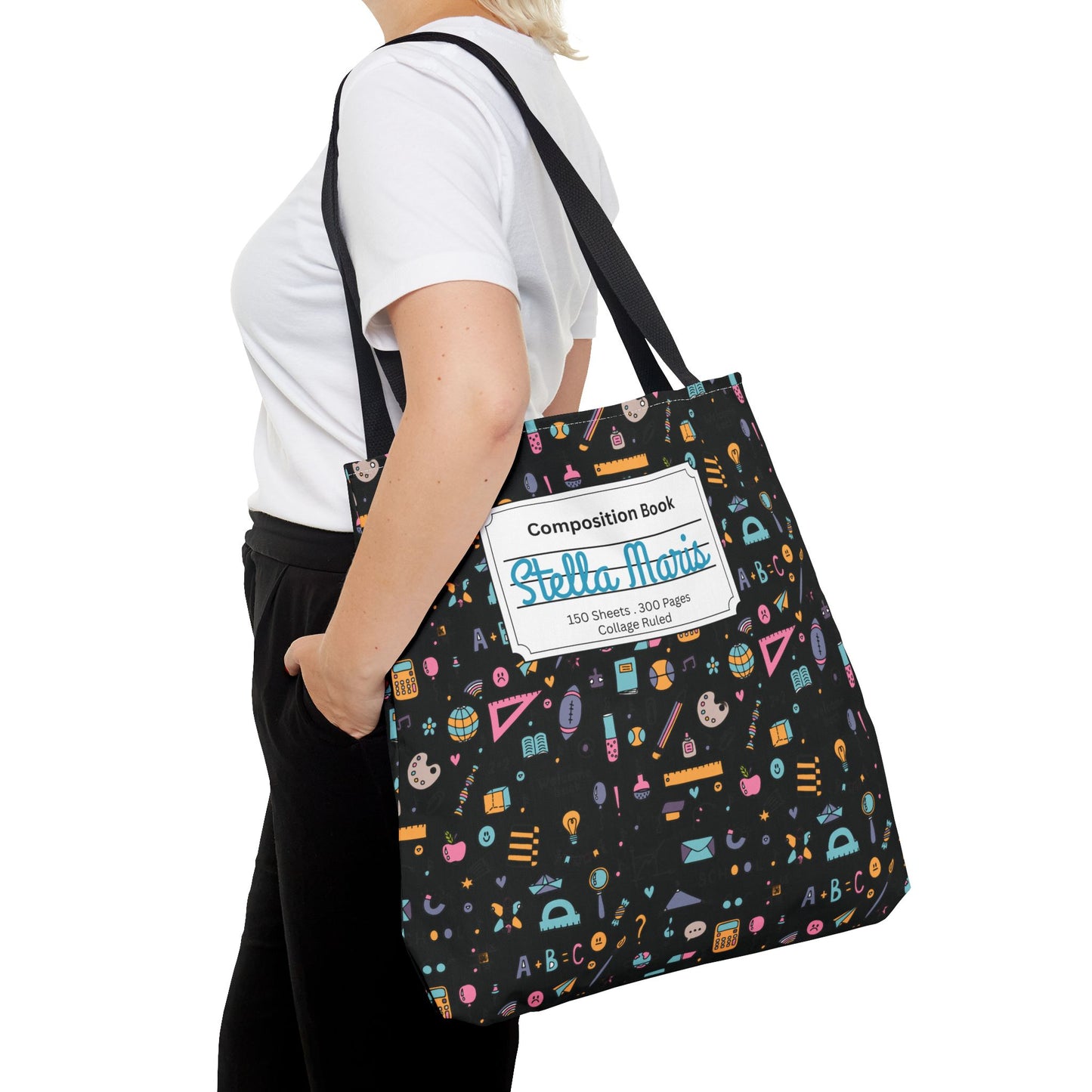 Personalized Chalkboard Chic Composition Book Inspired Tote Bag, Back to School Tote, Teacher Gift, Kids Bag, Custom Name Bag, Educational Accessories, Back to School Tote Bag.