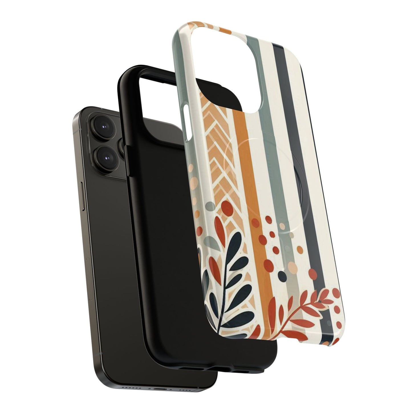 Terracotta Trails Tough Magnetic iPhone Cases for Everyday Use, Floral Patterned Stability Case, Gift for Her, Durable iPhone Accessory.