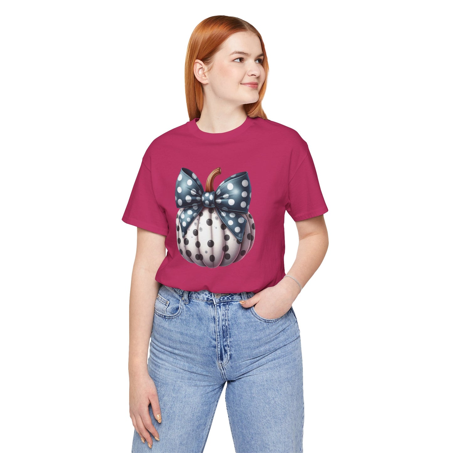 Polka Dot Pumpkin Charm Unisex Jersey Short Sleeve Tee