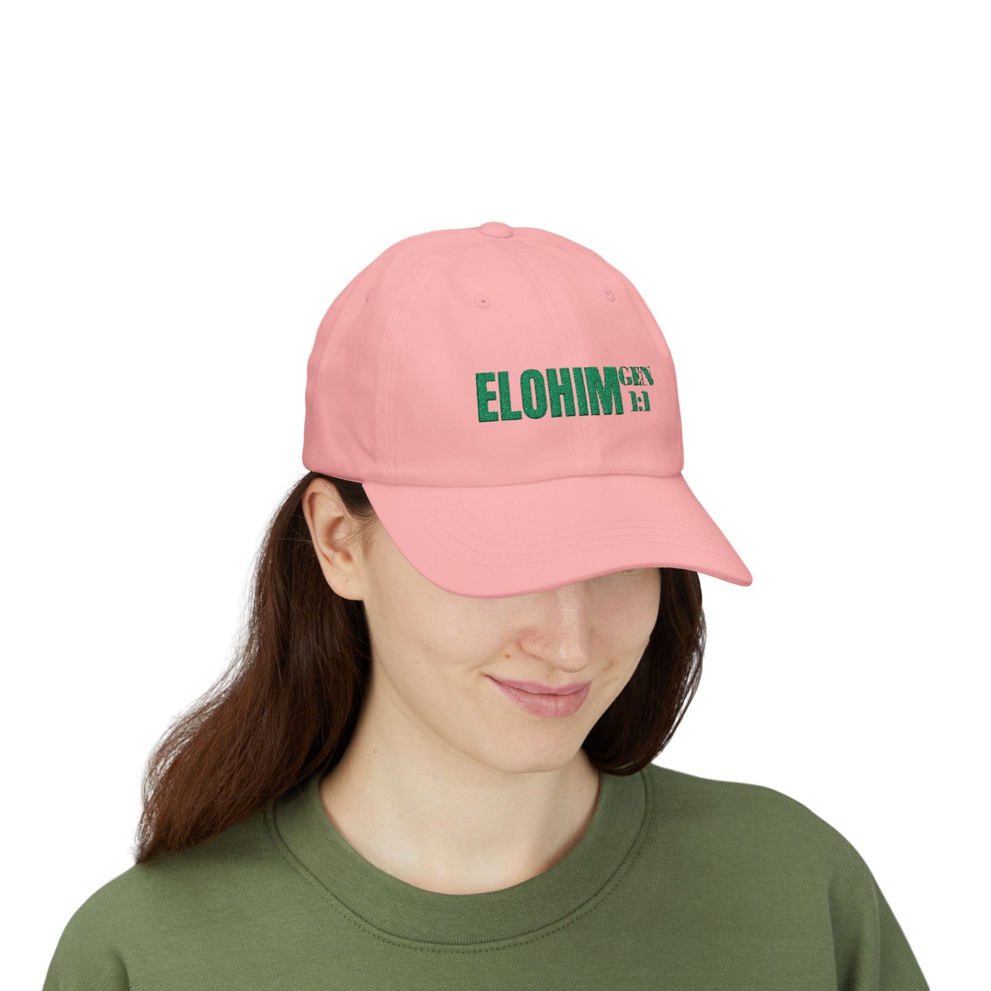 Classic Embroidery Dad Cap with 'ELOHIM, GENESIS 1:1' - Faith-Based Hat, Casual Wear, Gift for Dad, Christian Accessory, Summer Fashion