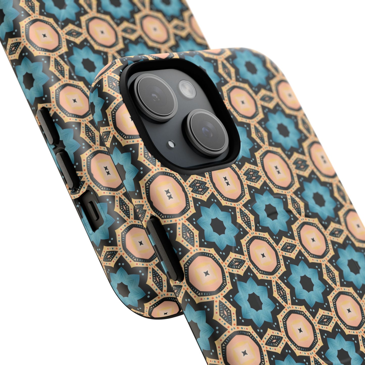 Sahara Star Mosaic Colorful Geometric iPhone Cases, Tough Magnetic iPhone Cases, Vibrant Design iPhone Cover, Durable iPhone Protection, Stylish Tech Accessories.