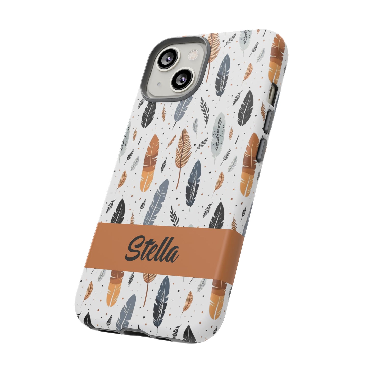 Personalized Whispering Feathers Samsung, Google Pixel and iPhone Case, Custom Name Case.