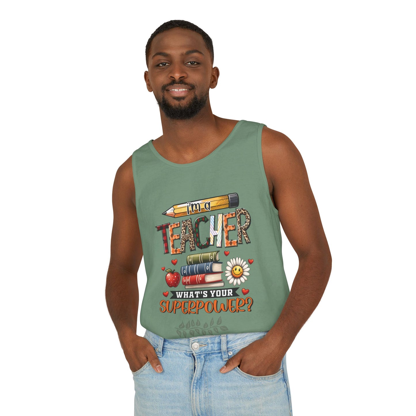 Teachers are Heros Unisex Garment-Dyed Tank Top