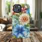 Botanical Radiance Tough iPhone Magnetic Case, Customizable Durable iPhone Cover | Ideal Gift for Nature Lovers, Floral Stained Glass Gift