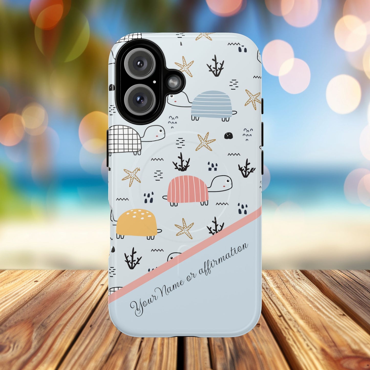 Personalized Cute Turtle Tough Magnetic MagSafe® Cell Cover, Ocean Theme Case, Sea Life Gift for Beach Lovers, iPhone® 13, 14, iPhone 15, iPhone 16, iPhone 17, Pro, Pro Max, Plus Cases.