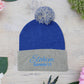 Pom-Pom Knit Cap with 'ELOHIM, GENESIS 1:1'  Embroidery Beanie - Stylish Winter Accessory for All Ages, Perfect Gift for Birthdays, Holidays, and Outdoor Activities