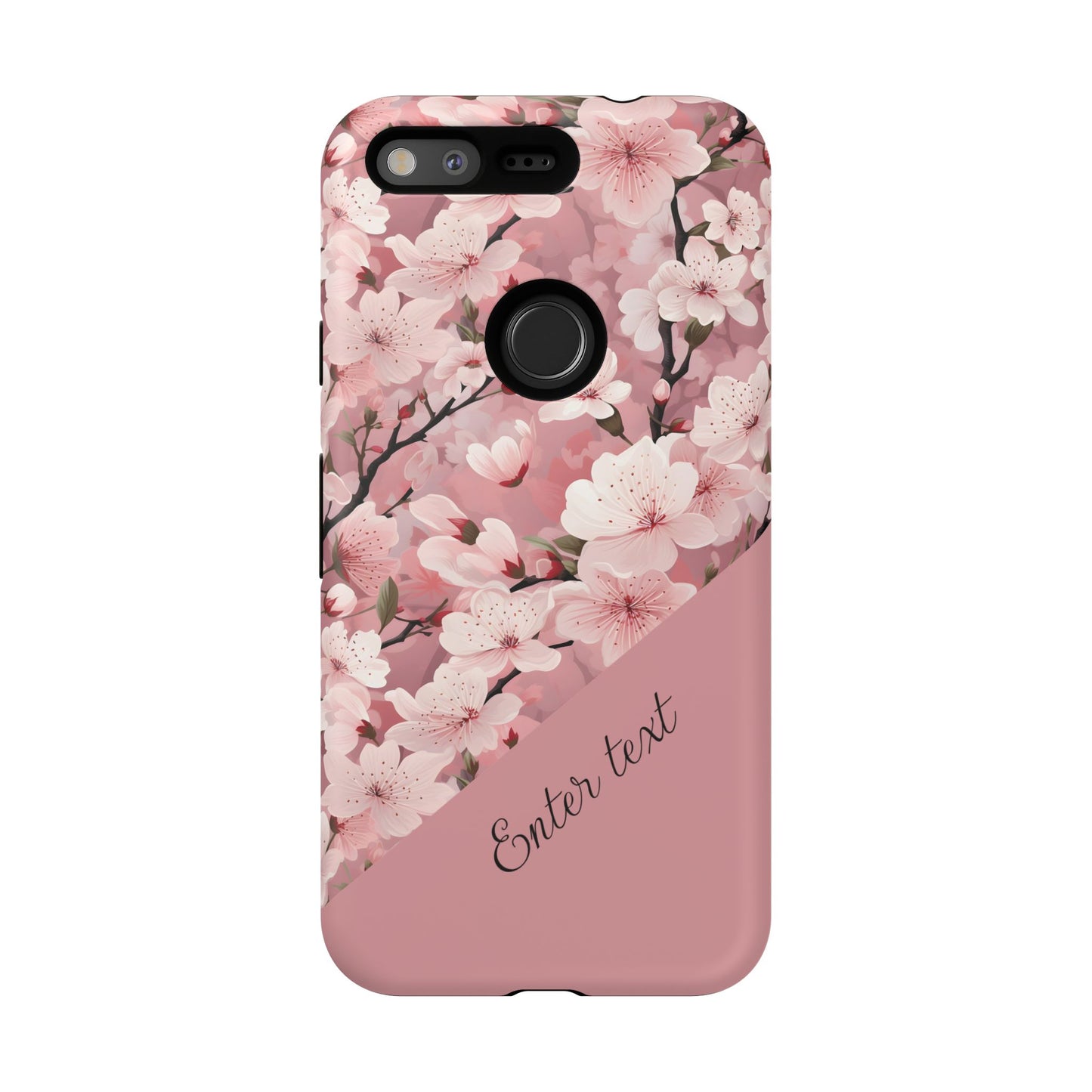 Personalized Cherry Blossom Tough Phone Case — Pink Floral Protective Case for Samsung & Google
