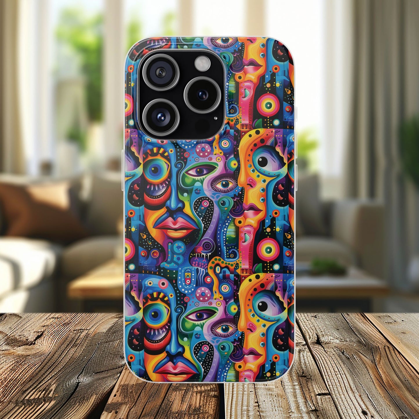 Psychedelic Visions Flexi iPhone and Samsung Case - Colorful Abstract Design.