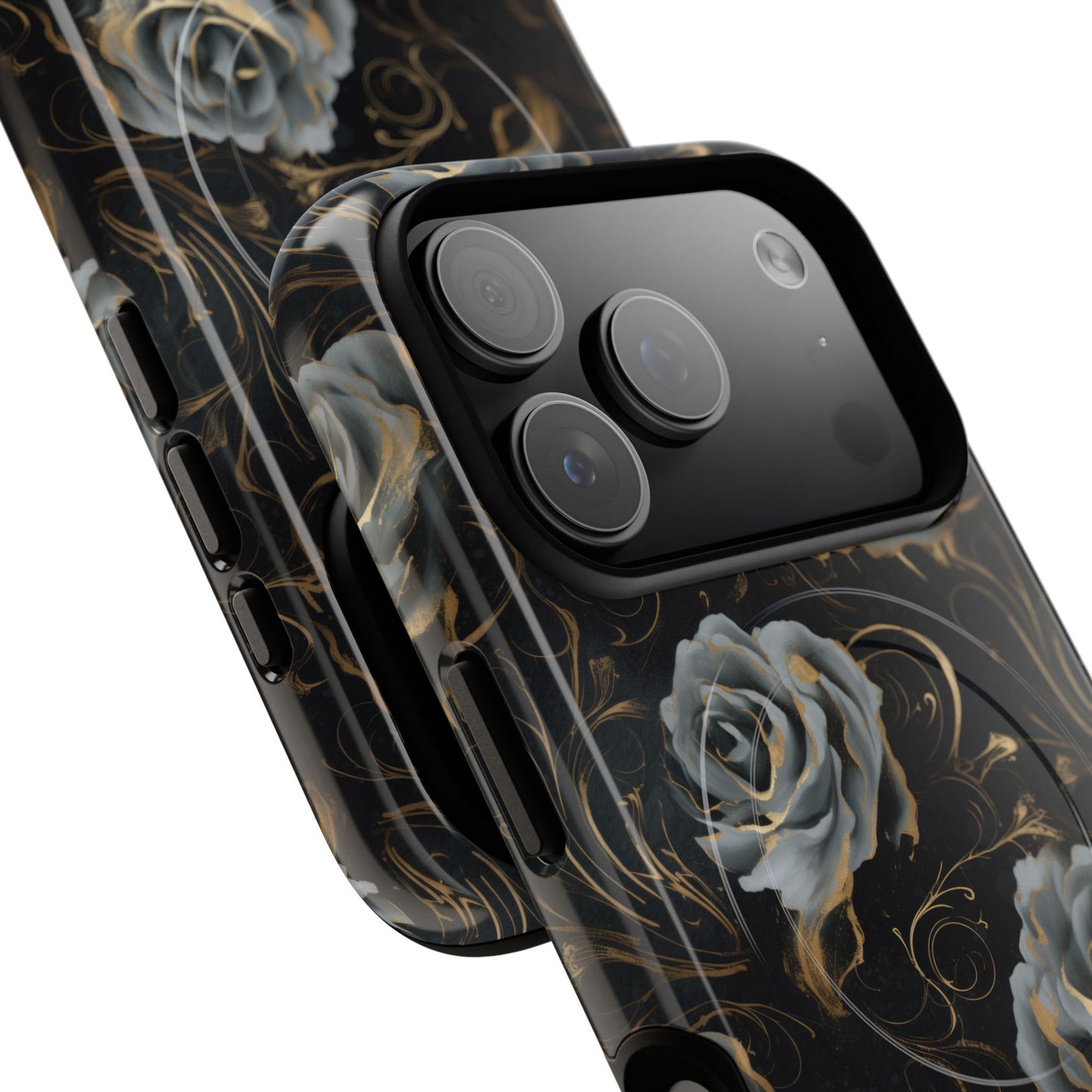 Midnight Bloom Tough iPhone Magnetic Cases,  iPhone 14, iPhone 15, iPhone 16, Pro, Pro Max, Plus MagSafe Case, Protective Tech Accessories, Gift for Her, Floral Design