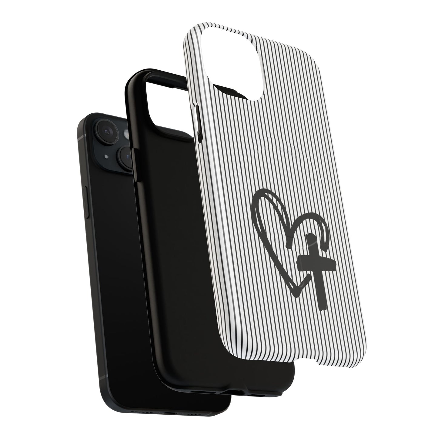 Tough Magnetic Phone Case with Heart & Cross Design, Durable Phone Cover, Unique Gift for Her, Stylish Accessory, Everyday Use