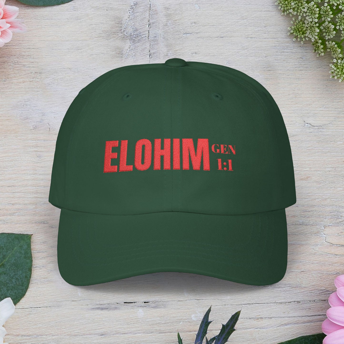 Classic Embroidery Dad Cap with 'ELOHIM, GENESIS 1:1' - Faith-Based Hat, Casual Wear, Gift for Dad, Christian Accessory, Summer Fashion