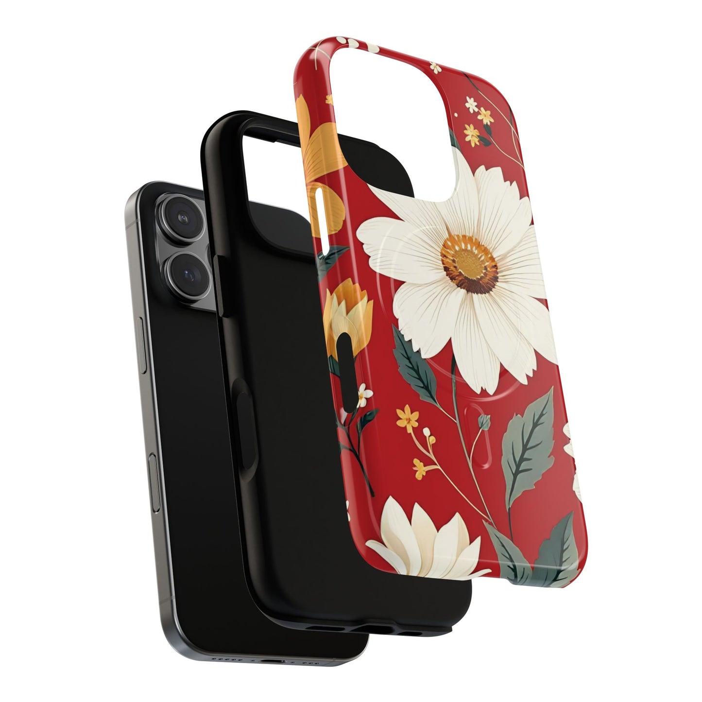 Floral Fusion Tough Magnetic Phone Case | Flower Design, Durable Protective Cover, Gift for Her, Spring Style, Unique Phone Accessory.