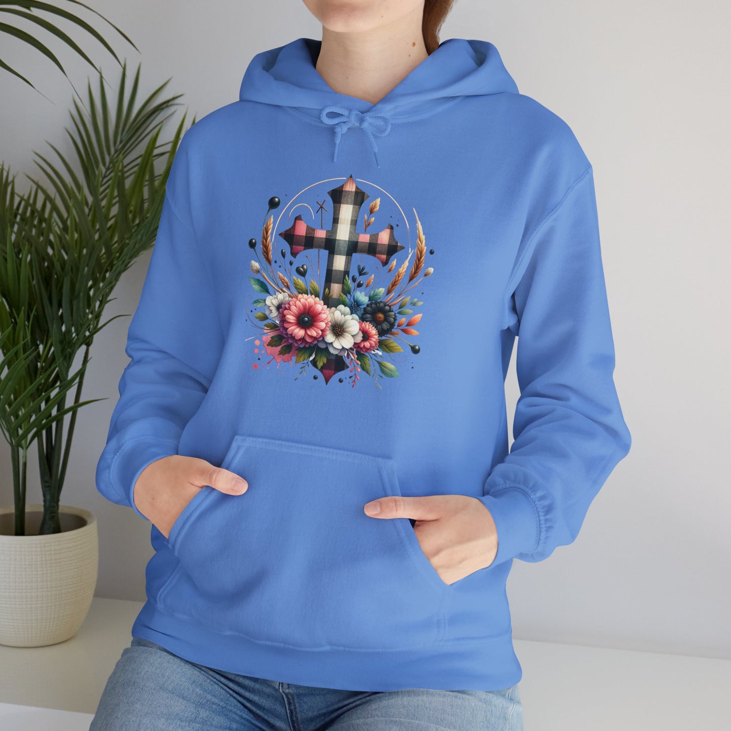 Faith and Floral Cross Unisex Gildan Hoodie Sweatshirt