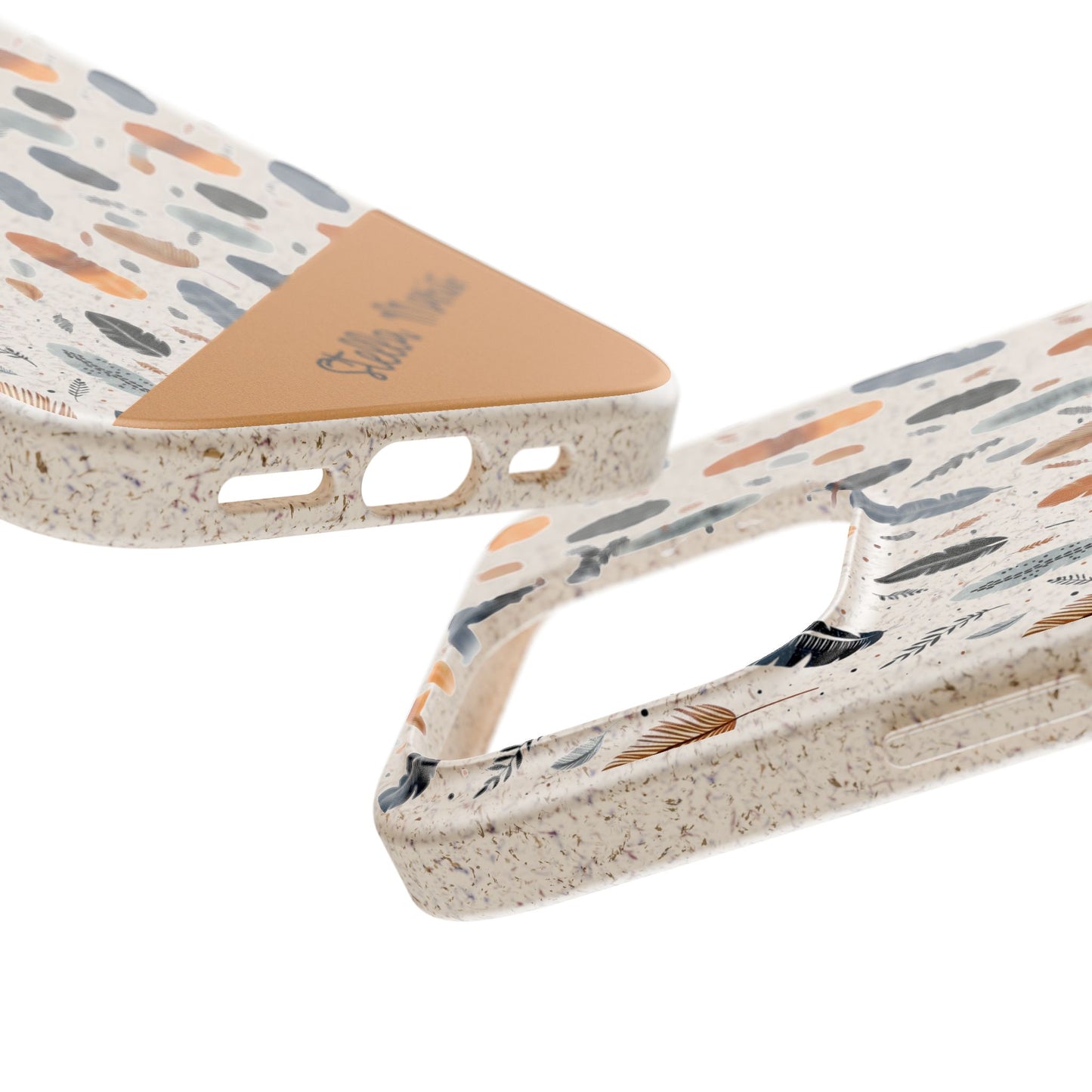 Personalized Whispering Feathers Samsung and iPhone Biodegradable Case, Custom Name Case.