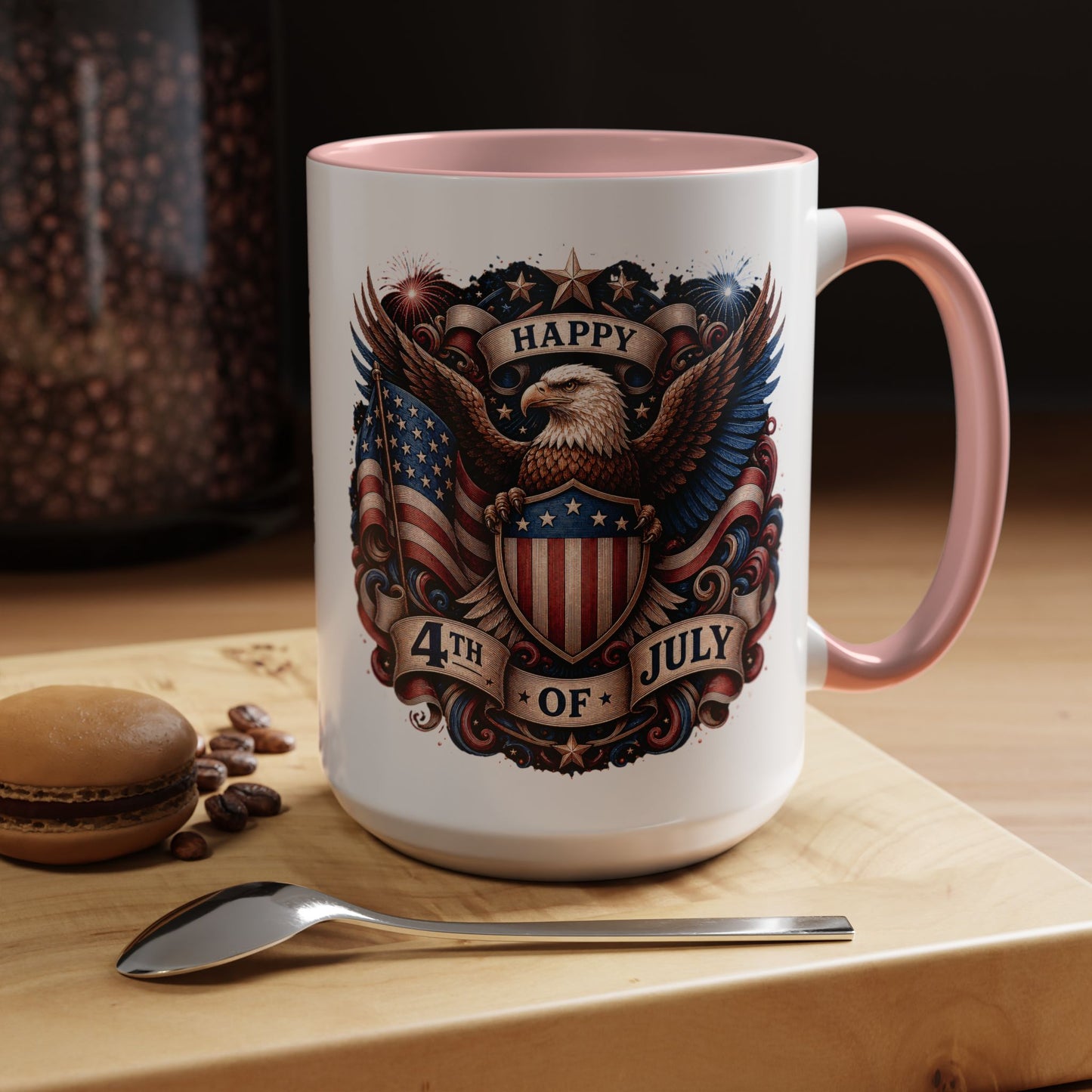 4th of July Eagle Coffee Mug — Patriotic American Flag Accent Mug (11/15oz)