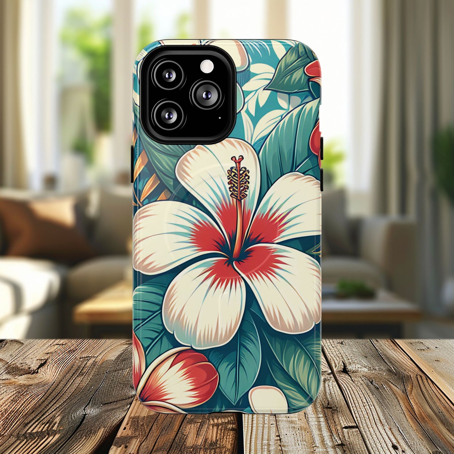 Tropical Hibiscus MagSafe® iPhone® Tough Case - Stylish Phone Protection Gift for Nature Lovers, Vibrant, Summer Vibes.