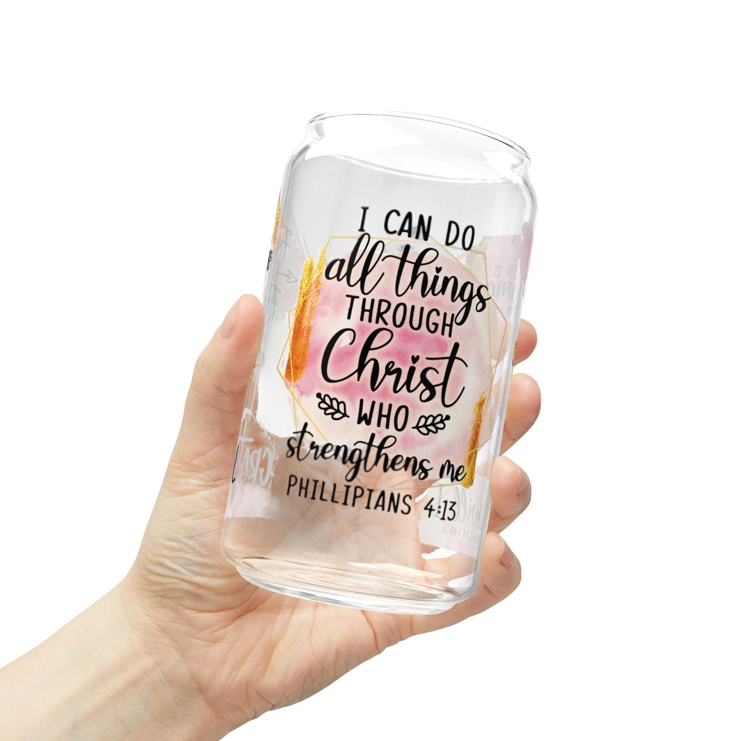 Faithful Strength Sipper Glass, 16oz