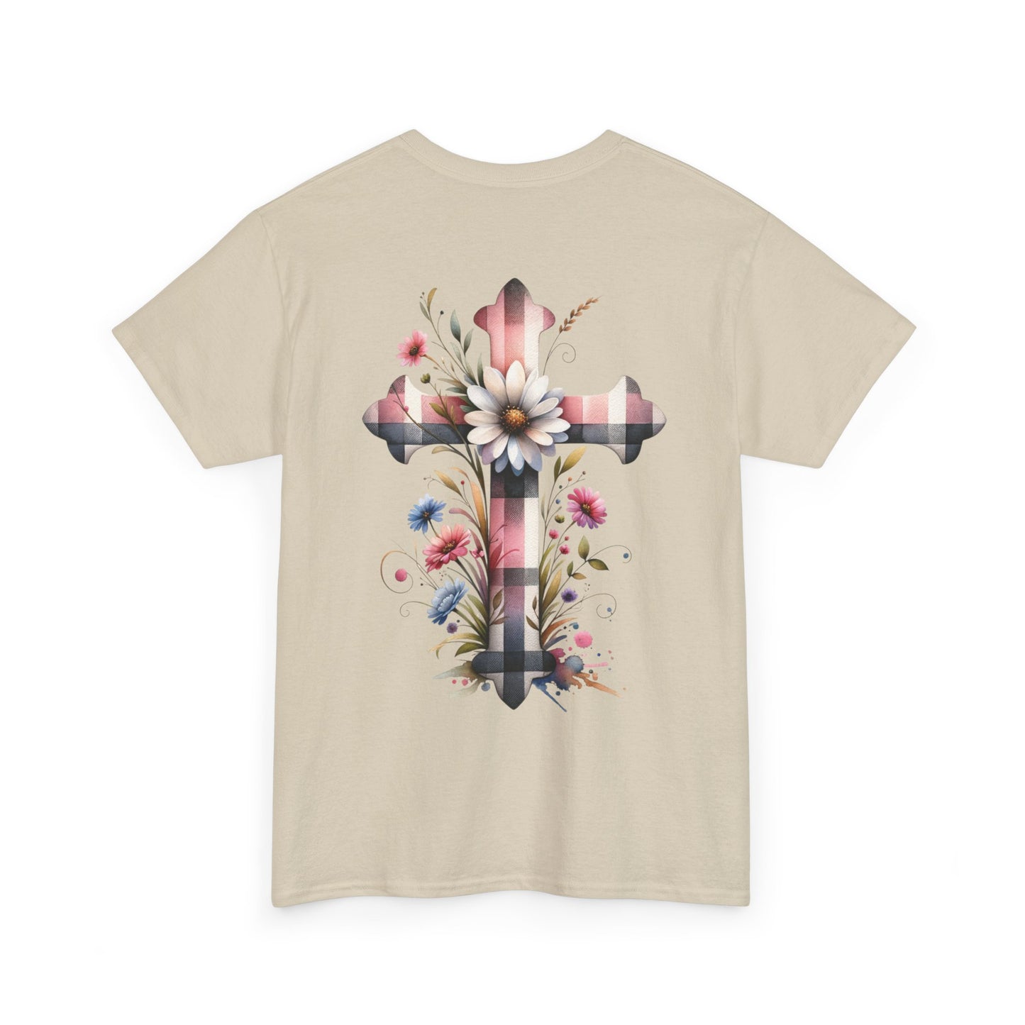 Faith and Floral Cross Unisex Heavy Cotton Tee