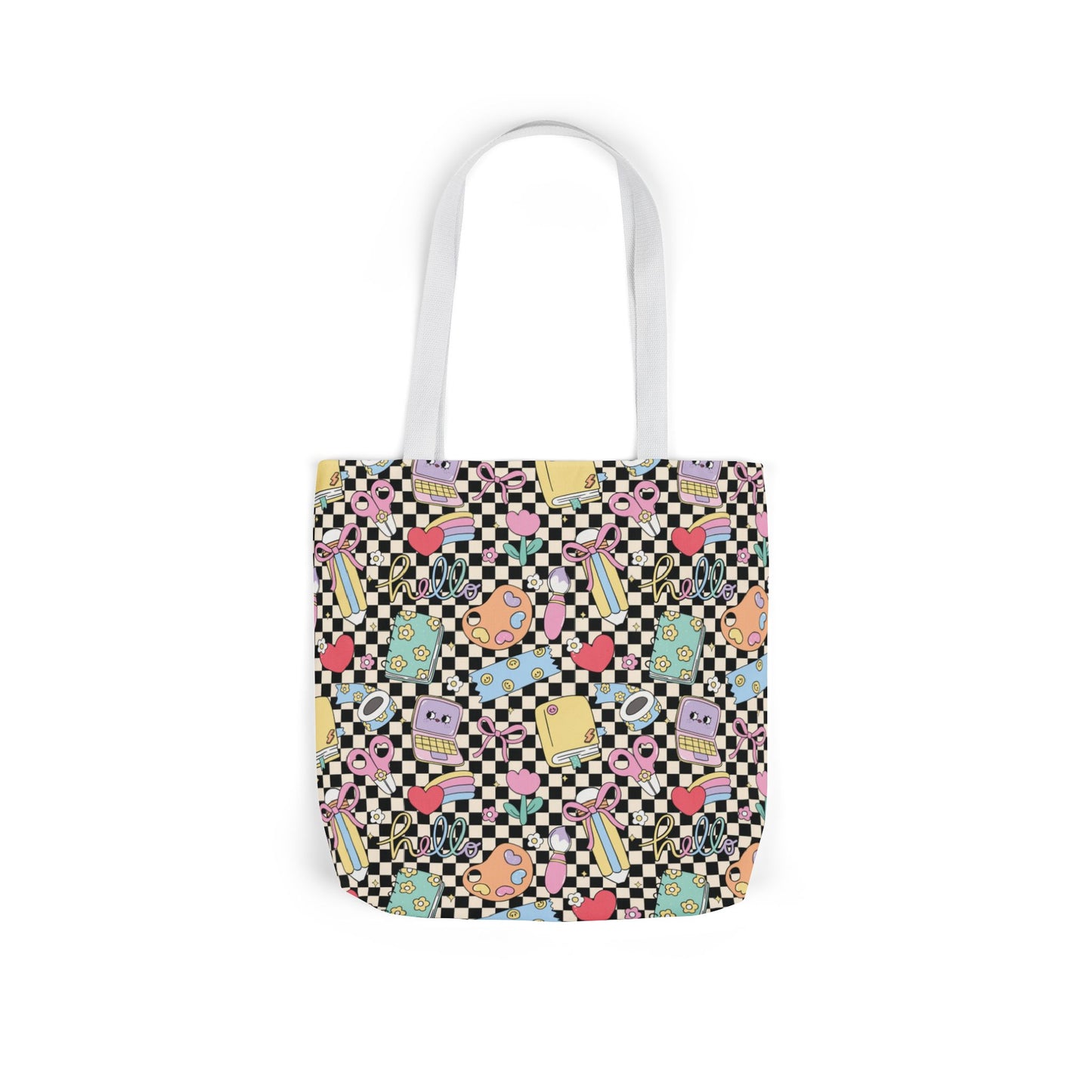 Personalized Black Doodle Daydream Composition Book Inspired Canvas Tote Bag with Colorful Straps, Cute School Bag, Eco-Friendly Tote, Back to School Shopping Bag, Teacher Gift Idea