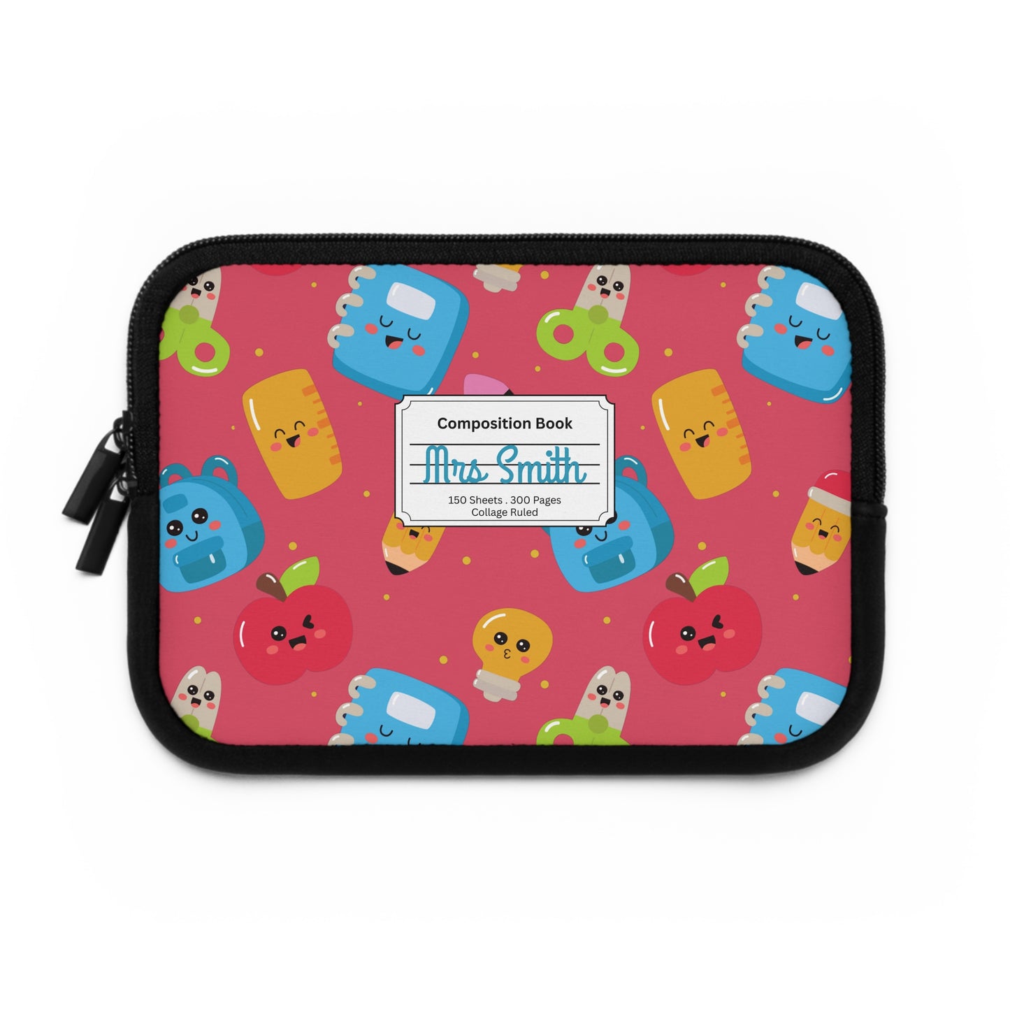 Personalized Kawaii Laptop Sleeve with Composition Book Inspired Design, Customizable Tech Case, School Supplies, Gift for Students, College Essentials, Back to School