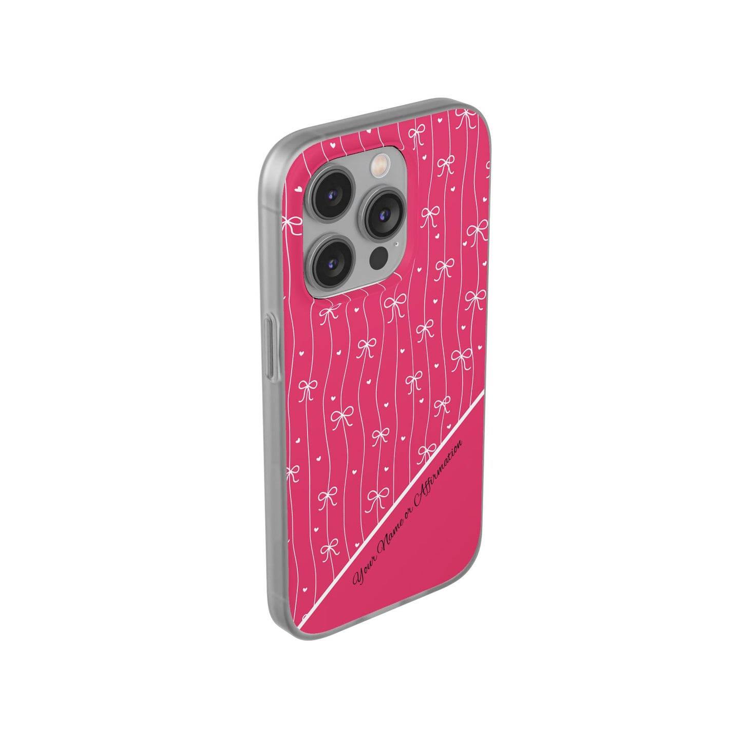 Personalized Pink Bow Coquette Slim Flexi iPhone and Samsung Cases — Custom Name or Affirmation