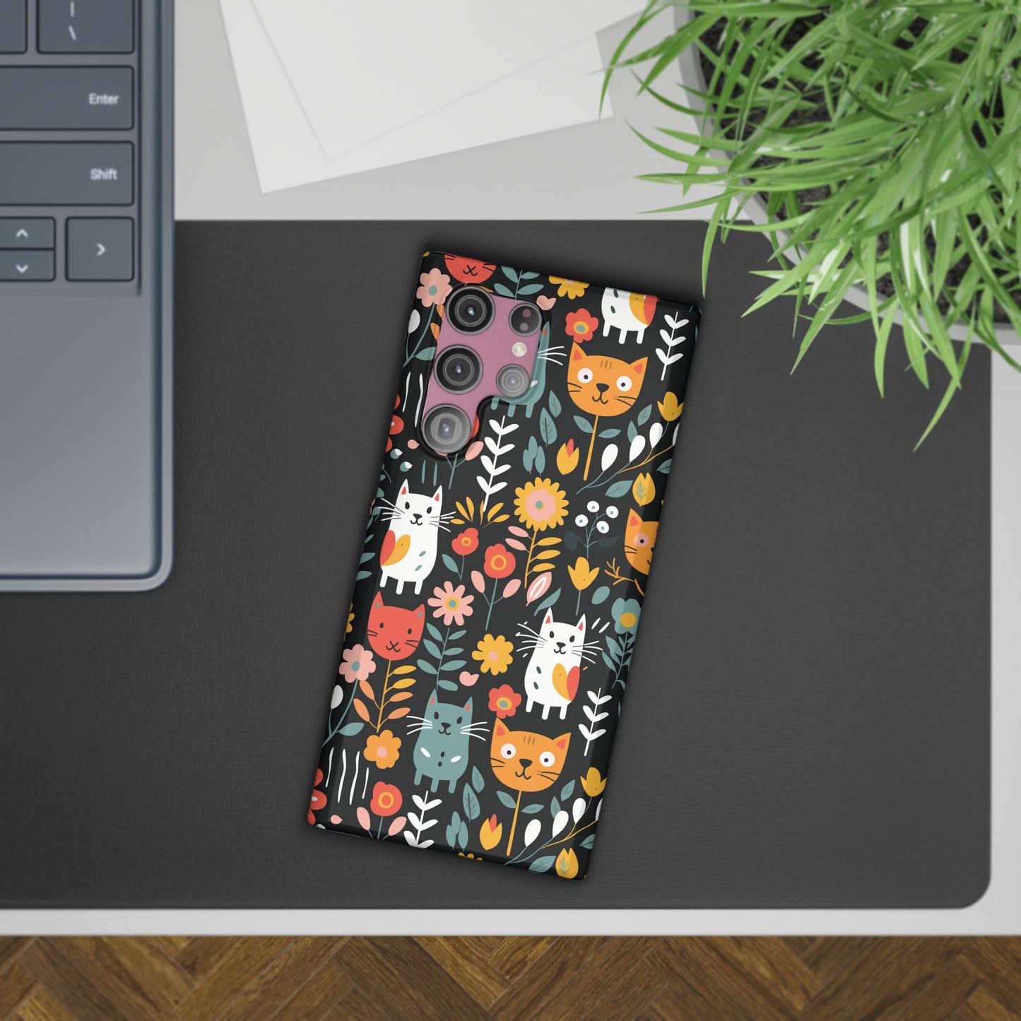 Whimsical Feline Garden Slim Cases for iPhone and Samsung Phones