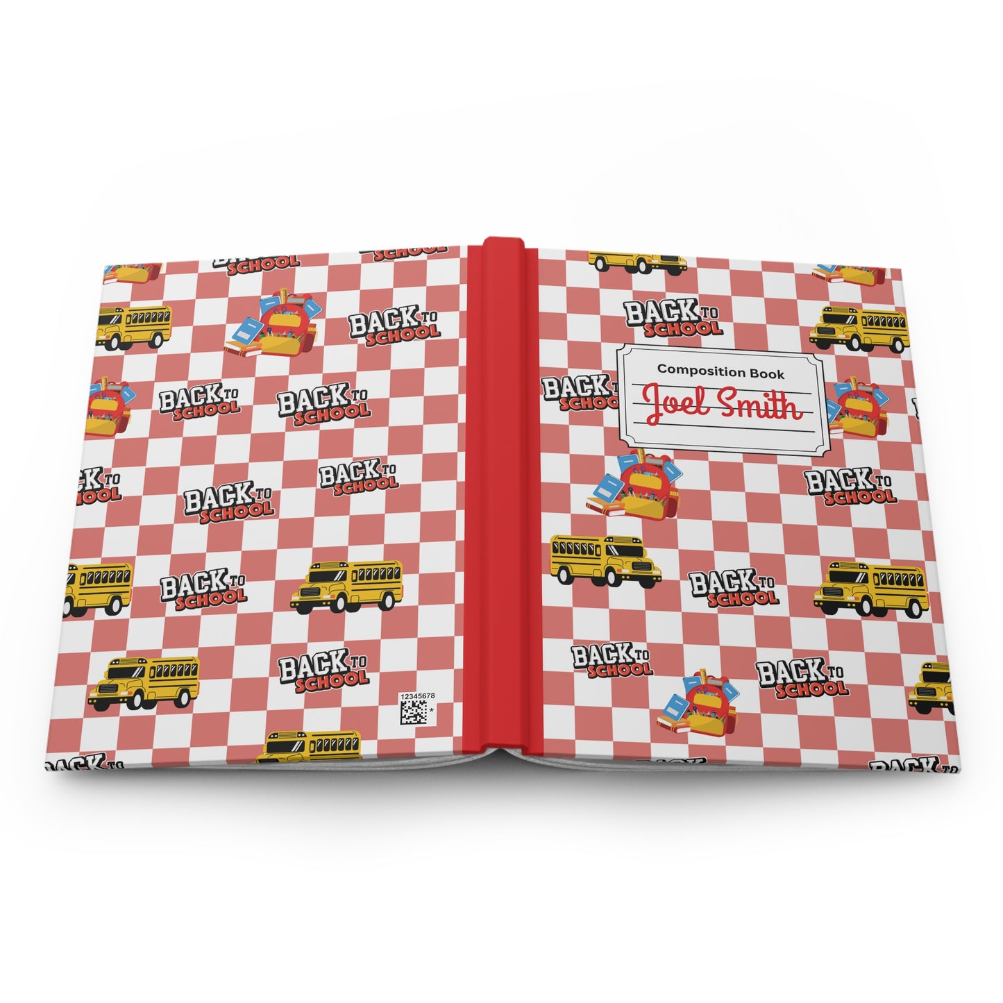 Custom Red SchoolYard Chic Composition Book Inspired Ruled Hardcover Journal for Kids, Fun School Notebook, Customizable Composition Book, Back to School Gift, Learning Organizer