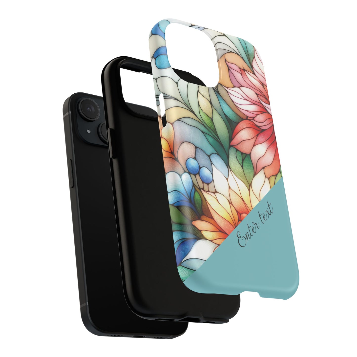 Personalized Radiant Gardenlight Stained Glass Tough MagSafe Magnetic Case, Vibrant Flower Cover, Durable Protective Case, Unique Gift for Her, Spring Elegance, iPhone® 13, 14, 15, 16, 17, Pro, Pro Max, Plus Cases.