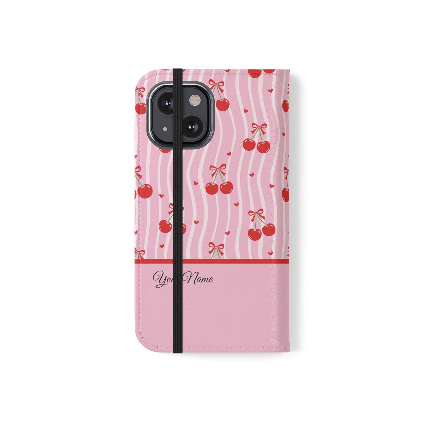 Personalized Cherry Blossom Dreams Flip iPhone and Samsung Cases — Wallet Folio with Name & Affirmation.