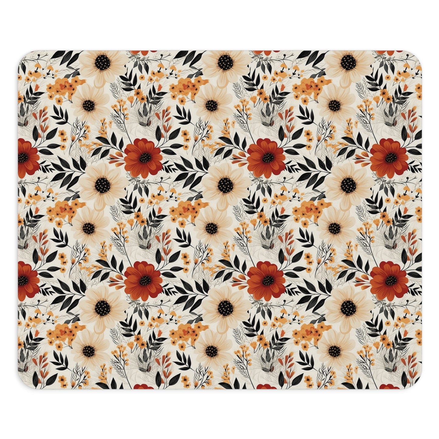 Boho Chic Floral Mouse Pad, Home Office Decor, Gift for Her, Blooming Design, Computer Accessories, Desk Accessories, Office Gift