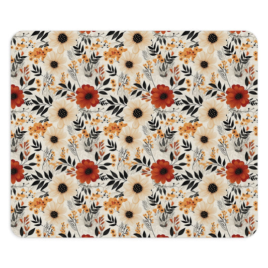 Boho Chic Floral Mouse Pad, Home Office Decor, Gift for Her, Blooming Design, Computer Accessories, Desk Accessories, Office Gift