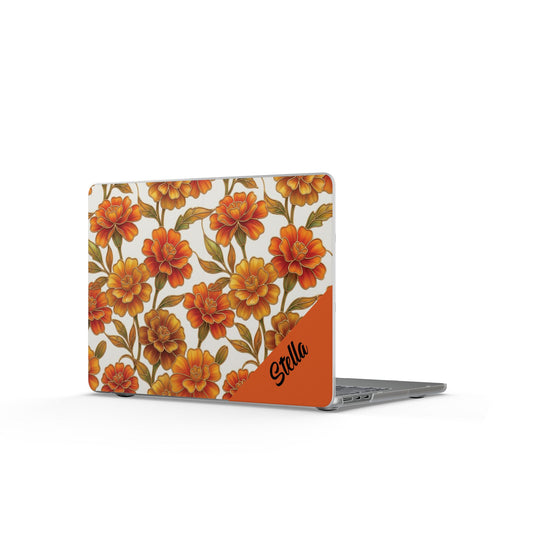 Stained Glass effect Marigold Flower Matte MacBook Case | Personalized Corner Name