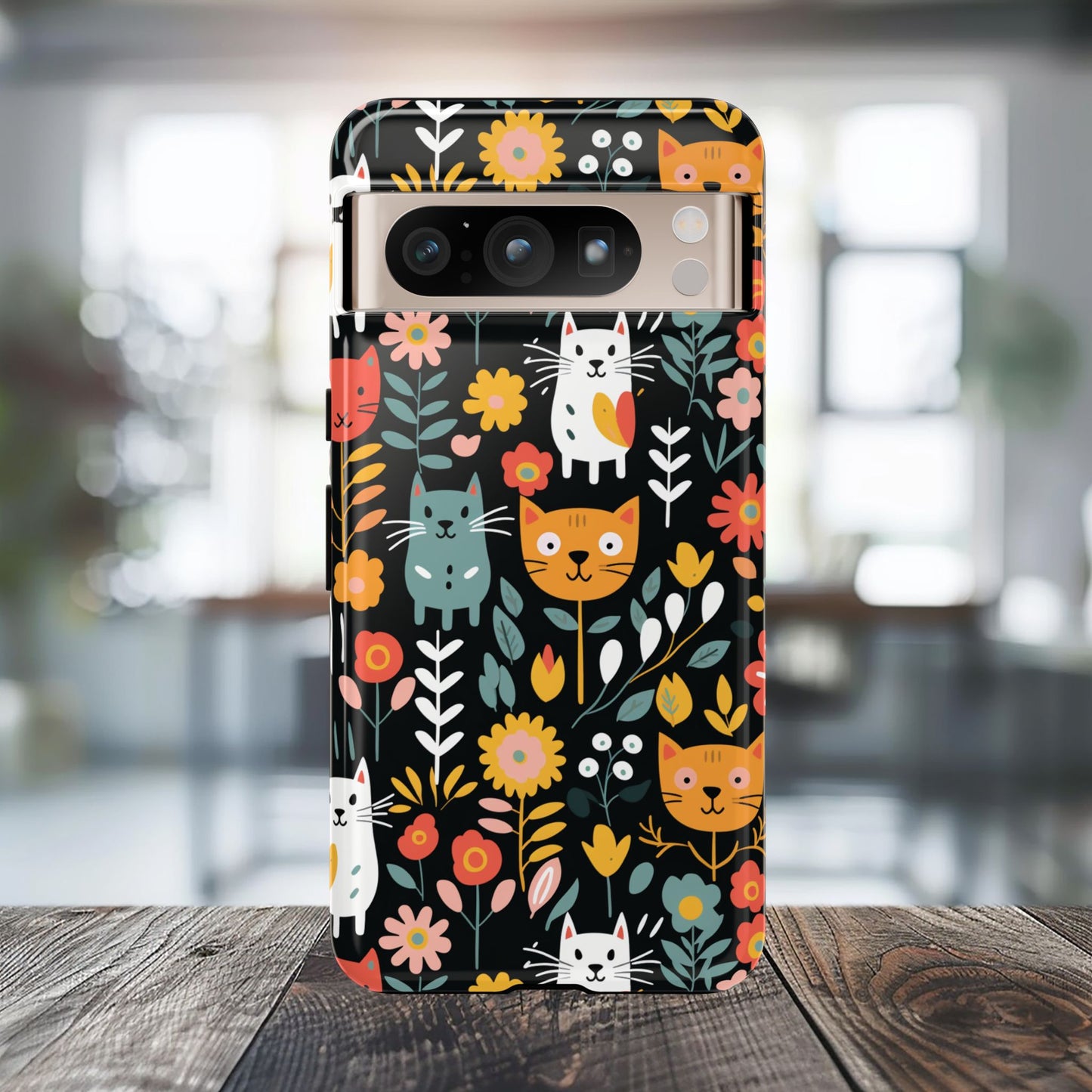 Whimsical Feline Garden iPhone, Samsung or Google Pixel Tough Cases