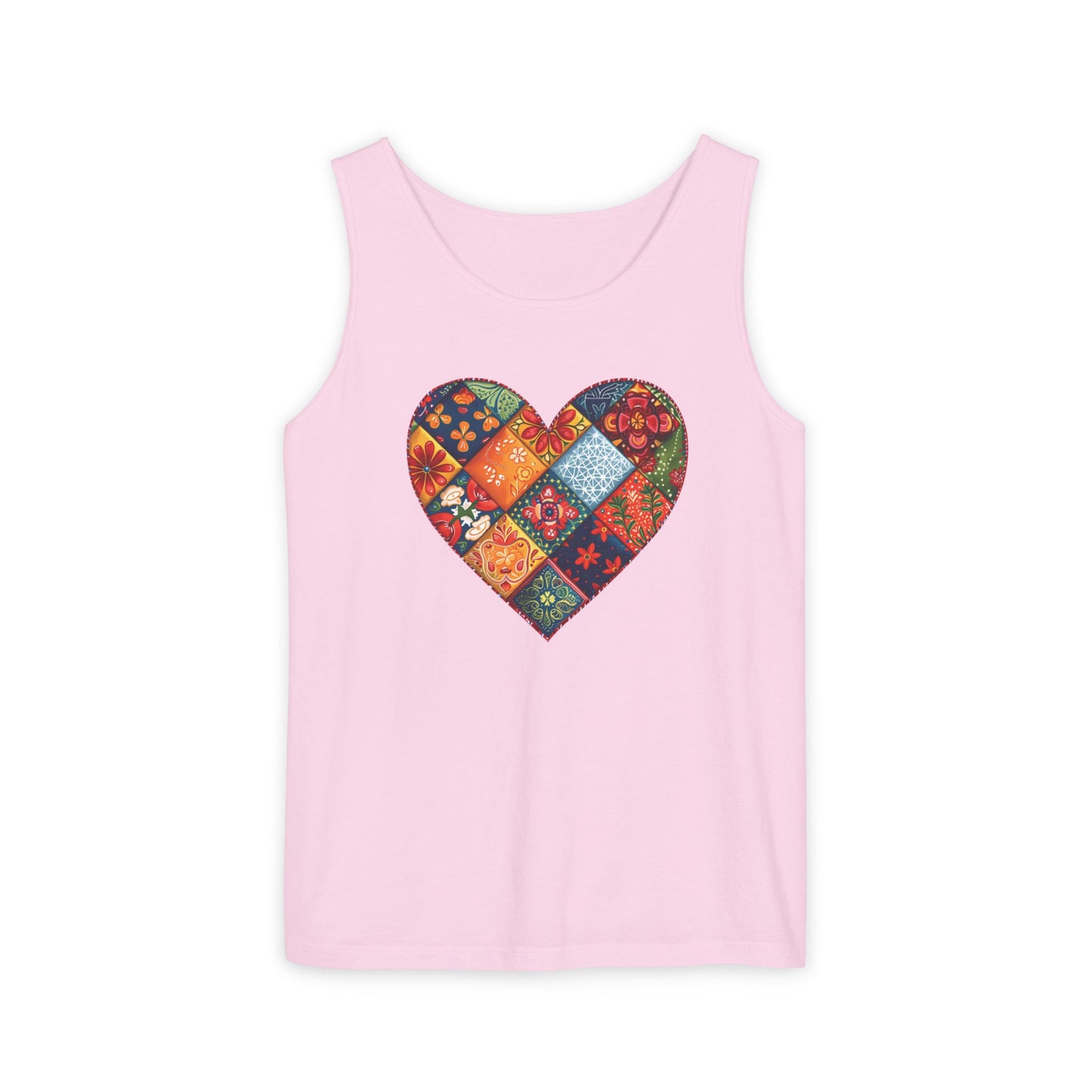 Patched Hearts Unisex Garment-Dyed Tank Top