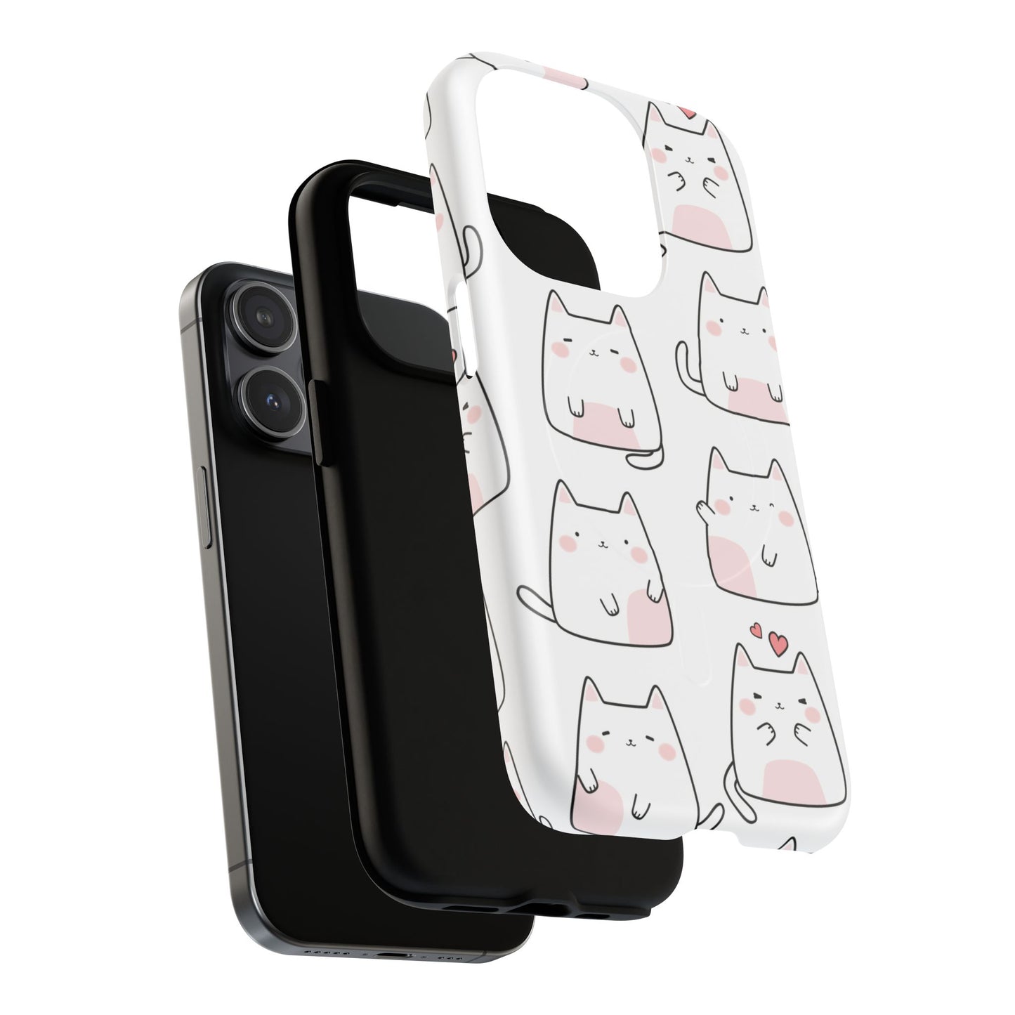 Cute Kawaii Cat Tough Magnetic iPhone Case, Cute Cat Lover Gift, Kawaii iPhone Cover, Tough iPhone Case, Unique Pet Themed Accessory,